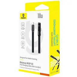 Дата кабель Baseus MVP 3 side plug and stand Type-C to Type-C 100W (1m) (P10382500121) Cosmic Black - мініатюра 4