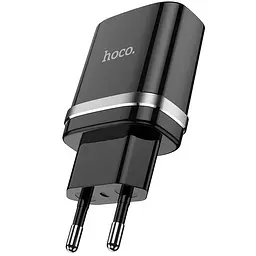 Мережевий зарядний пристрій Hoco N1, 12W 2.4 A з USB-роз'ємом і кабелем Type-C чорний - мініатюра 5