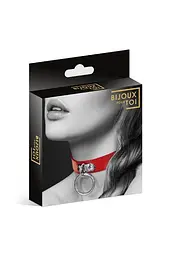 Чокер з кільцем для повідця Bijoux Pour Toi Fetish Red, червоний - мініатюра 3
