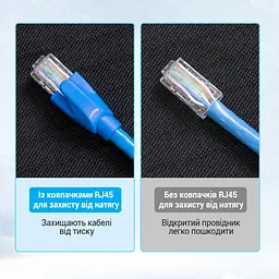 Чохол для конектора RJ45 із захистом від натягу Vention 100 шт. Захисний ковпачок Захист засувки від зворотного згинання та оболонки кабелю від пошкодження Захист від пилу та води Чорний (IODB0-100) - мініатюра 6