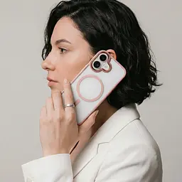 Чехол Apple iPhone 17, Unit MagSafe, розовый, прозрачный, магсейф, противоударный, магнитный, панель-накладка с поддержкой MagSafe, с поддержкой беспроводной зарядки, TPU+PC, защита всего корпуса, ударопрочный, ArmorStandart (ARM86288) - мініатюра 5