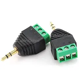 CablesOnline 3,5 мм (1/8 дюйма) Стерео штекер до AV 3-гвинтовий клемний блок Balum Connector 3,5 мм 1 шт Чорний дріт З'єднувач - мініатюра 2