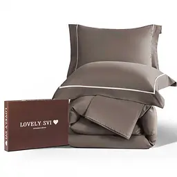 Комплект постільної білизни Lovely Svi сатин люкс 300ТС (135г/м2) Полуторний  Brown (230326)