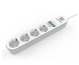 Мережевий фільтр-подовжувач Prologix Premium PRSE4432W 4 розетки 4 USB 2 м - мініатюра 2