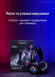 Дротові навушники з мікрофоном XTRIKE ME ігрові навушники з мікрофоном та RGB підсвічуванням, навушники для пк, Black
 - мініатюра 10
