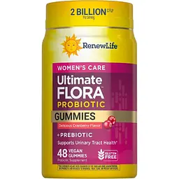 Пробіотики для жінок, 2 млрд КУО Renew Life Ultimate Flora Women's Care Probiotic Gummies смак журавлини 48 жувальних цукерок