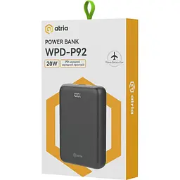 Павербанк ATRIA Black 20 000 mAh / 22.5 Вт (WPD-P92) - мініатюра 6