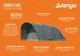 Намет п'ятимісний Vango Harris 500 Mineral Green (TETHARRIS000002) - мініатюра 14