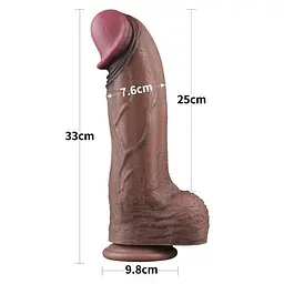 Реалістичний фалоімітатор LoveToy Dual-Layered Silicone Cock, 33 см - мініатюра 2