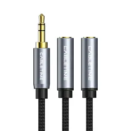Кабель мультимедійний 3.5mm M to 2x3.5mm F 0.2m Cabletime (CA915248) - мініатюра 2