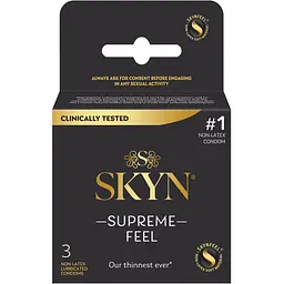 Презервативи Skyn Supreme Feel 3 шт ультратонкі, без латексу, з максимальним зволоженням