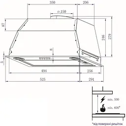Витяжка Minola HBI 5622 BL 1000 LED (повновбудована) - мініатюра 8