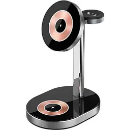 Бездротовий зарядний пристрій WiWU Wi-W003 3 в 1 Wireless Charger with MagSafe Black [97684] - мініатюра 4
