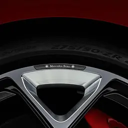 Емблема обода колеса Mercedes-Benz 4 шт Алюміній наклейка на диски на скотчі Чорні - мініатюра 4