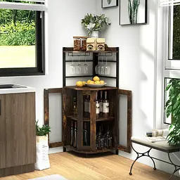 Стелаж Costway Marvo барний з тримачем келихів в стилі Loft коричневий - мініатюра 2