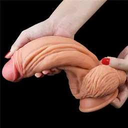 Реалістичний фалоімітатор LoveToy Dual Layered 24.5 см тілесний - мініатюра 11