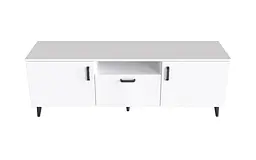 Тумба Лестер на конусних ніжках Ferrum-decor 48x139x38 Чорний метал ДСП Білий 16 мм (FRD-106807) - мініатюра 3