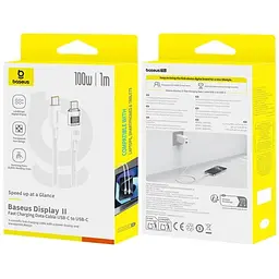 Дата кабель Baseus Display 2 Type-C to Type-C 100W (1m) (P10382702) Moon White - мініатюра 4