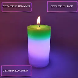 Свічка із воску з різнобарвним підсвічуванням зелена 10 см Magic Candle 7 color - мініатюра 2