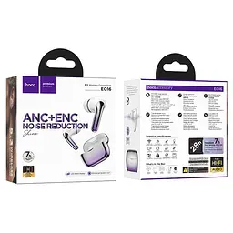 Бездротові TWS навушники Hoco EQ16, вакуумні, ANC, ENC, Noise Reduction, BT5.3, 40mAh, 320mAh, 7h, purple glaze - мініатюра 3