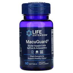 Натуральная добавка Life Extension MacuGuard Ocular Support with Saffron & Astaxanthin, 60 капсул