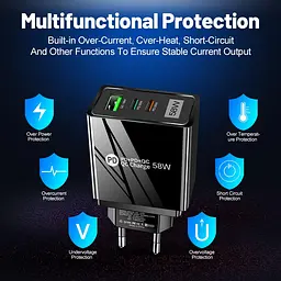 Зарядний пристрій Mirrow USB 2-Type-C Super Charge/Quick Charge 3.0 PD 58W Black (FR050840) - мініатюра 3