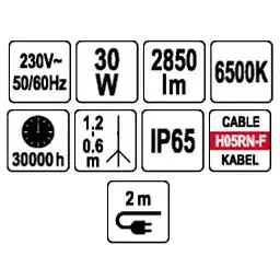 Прожектор Yato SMD на штативі 30 Вт 230 В 2850 Lm кабель (YT-818161) - мініатюра 6