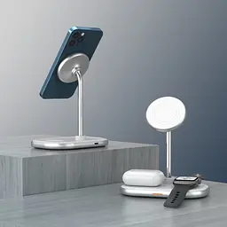 Зарядний пристрій 15W 3-in-1 Magnetic Wireless Fast Charger white Energizer - мініатюра 3