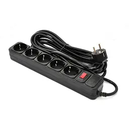 Мережевий фільтр Patron 5.0 m, 3*1.5mm2 (SP-1655) 5 розеток BLACK (EXT-PN-SP-1655)