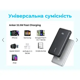 Павербанк ANKER 20000 mAh 22.5W Built-In USB-C Cable (White) A110EH11 - мініатюра 4