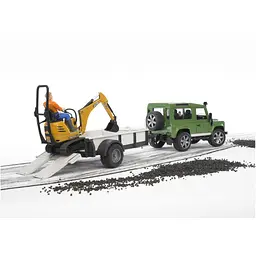 Набір іграшковий Bruder Автомобіль Land Rover Defender з причіпом, мікро-екскаватором JCB та фігуркою (02593) - мініатюра 5