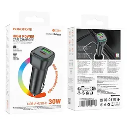 Автомобільне зарядне пристрій BOROFONE BZ28A Trophie PD30W+QC3.0 чорний 6941991110818