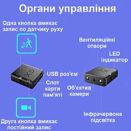 Міні камера – мініатюрний відеореєстратор з акумулятором на 110 хвилин запису Nectronix XD-B (101160) - мініатюра 5