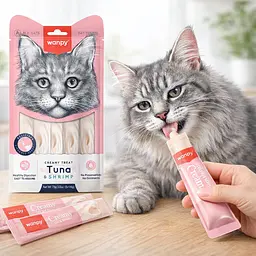 Ласощі для котів рідкі Wanpy Creamy Lickable Treats Tuna & Shrimp тунец з креветками 5х14 г - мініатюра 2