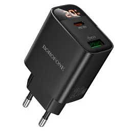 Мережевий зарядний пристрій Borofone BA96A Ilustre PD20W+QC3.0 чорний