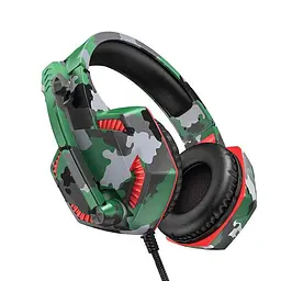Дротова ігрова гарнітура Hoco Gaming headphones Hi-Res ESD08, USB, 2x3.5mm, 2m, Camouflage-Green - мініатюра 5