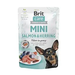 Вологий корм Brit Care Mini для собак з філе лосося та оселедця в соусі 85 г (арт.100219/4449)