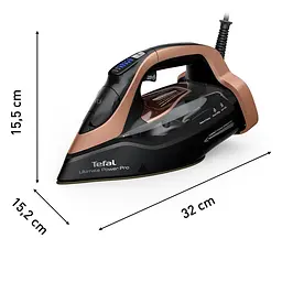 Праска Tefal Ultimate Power Pro FV9E50E0 3200 Вт 300 г/хв 350 мл керамічна підошва чорно-рожевий - мініатюра 3