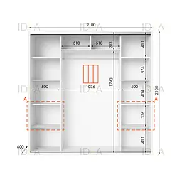 Шафа-купе Idea серія 7 210 x 60 x 210 см Білий - мініатюра 2