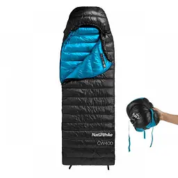 Пуховий спальний мішок Naturehike CW400 розмір L (NH18C400-D) Чорний - мініатюра 4