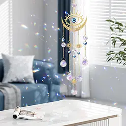 DEMIUKO Evil Eye Sun Catcher Кришталева підвісна прикраса Wind Chimes Sun Catchers Bead Prism Rainbow Maker Wall Pendant - мініатюра 4