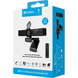 Веб-камера Sandberg 4K Webcam USB-A/USB-C connection, ENC, Remote control - мініатюра 9
