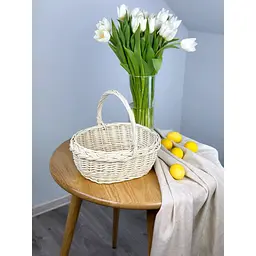 Комплект Великодній кошик Буковина (маленький) з лляним рушником 45х30 см Рандеву та свічкою - мініатюра 4