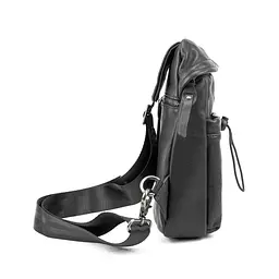 Маленька сумочка-слінг чоловіча шкіряна TDING BAG 2072A чорна - мініатюра 5