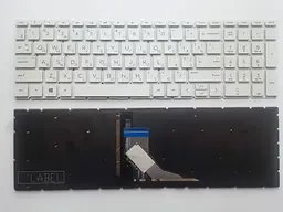 Клавіатура для ноутбуків HP Pavilion SleekBook 15-DA; 250 G7, біла без рамки, з підсвічуванням RU/US