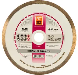 Алмазний диск по кераміці PDT Ceramics Granite 1A1R 200х1,6х10х25,4 мм