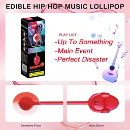 Льодяник Amos Tasty Sounds Audio Lollipop Strawberry Flavour 12г - мініатюра 3