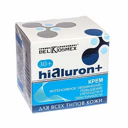 Зволожувальний + розгладжувальний крем BelKosmex Hialuron 30+ для всіх типів шкіри 48 г
