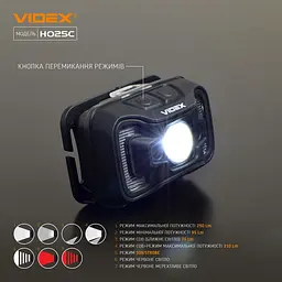Налобний світлодіодний ліхтарик Videx 310Lm 5000K (VLF-H025C) - мініатюра 9