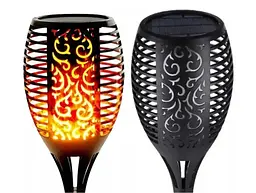 Садовий світильник Solar flame led light sensor activated 58см 600мАч Водонепроникний ліхтар факел Чорний - мініатюра 8